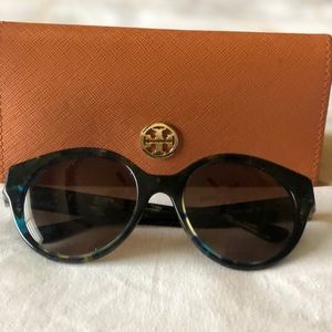 Authentic Tory Burch blue tortoiseshell sunglasses